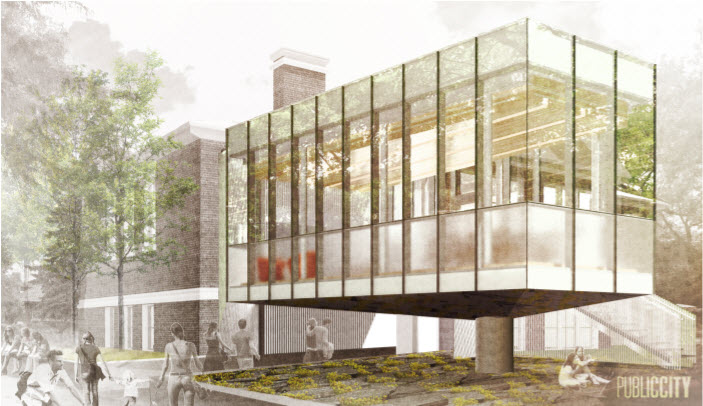 Rendering of Renovated Cornish Library Exterior