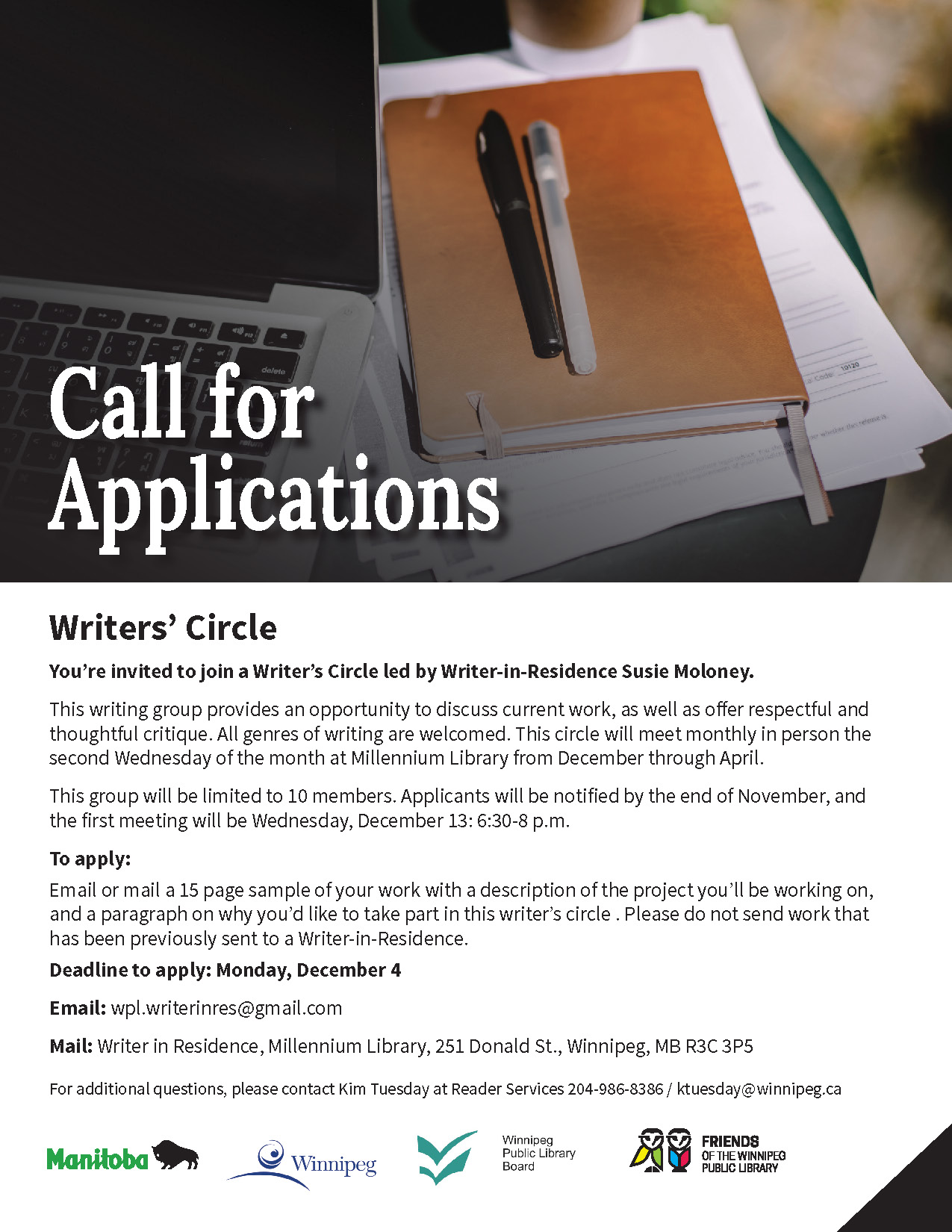 Writer's Circle Applications December 4 deadline