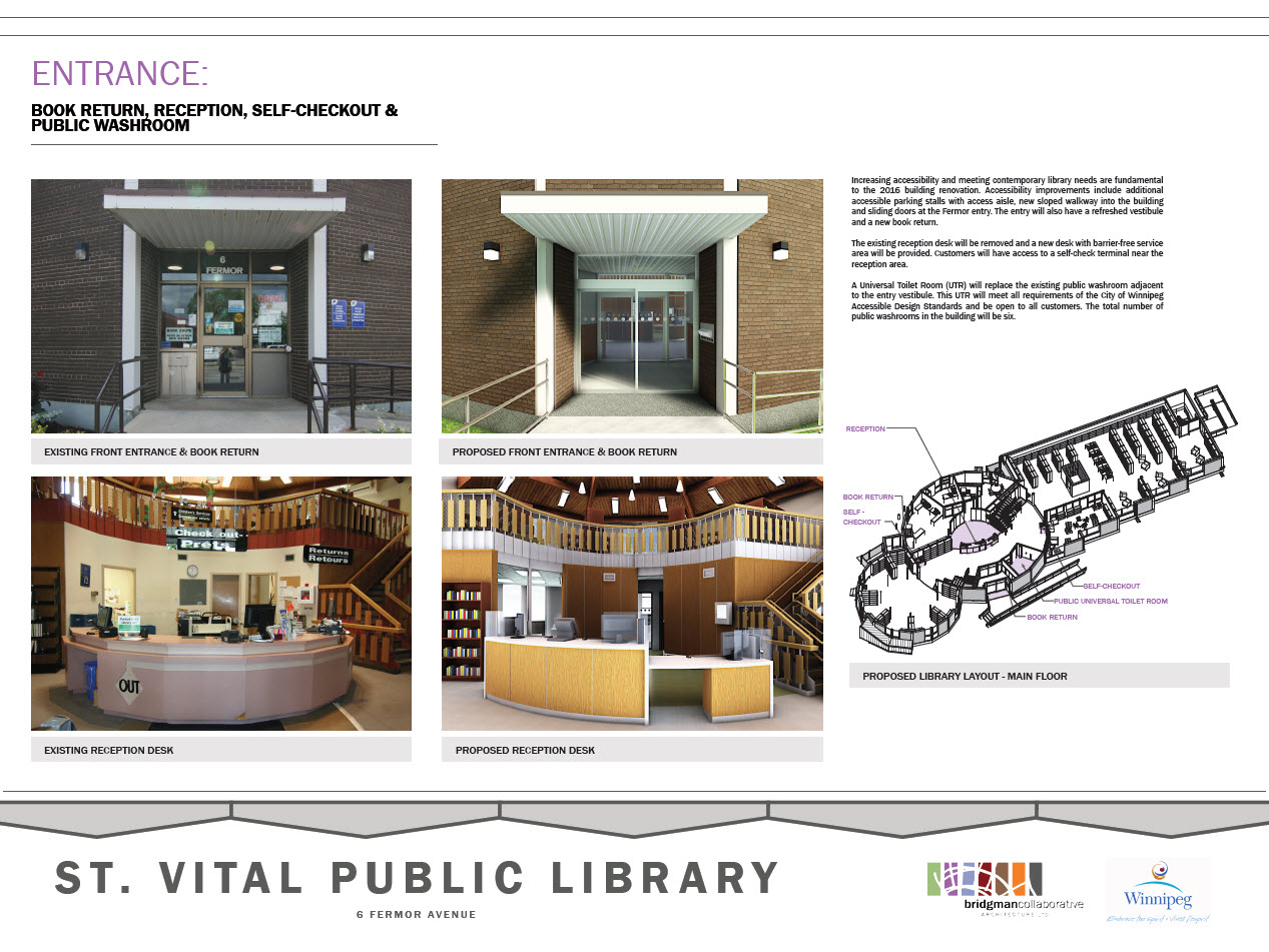 St. Vital Library Poster Boards Page 1 Entrance